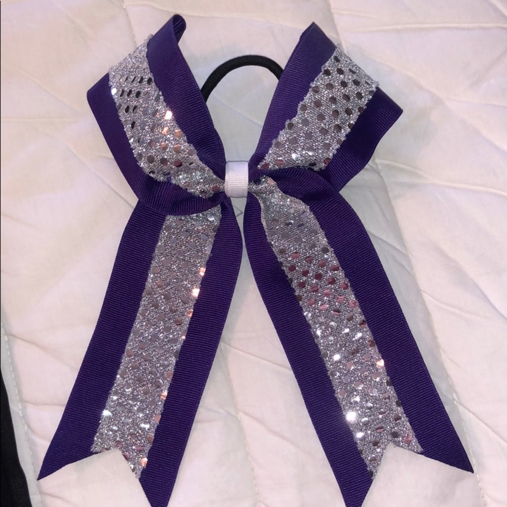 Purple and silver cheer/dance bow